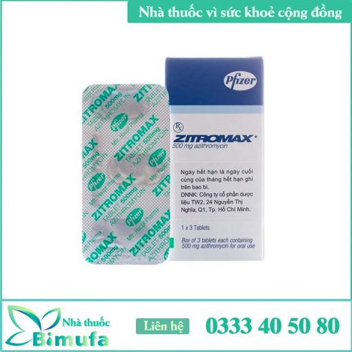 hình ảnh hộp và vỉ thuốc Zitromax 500mg