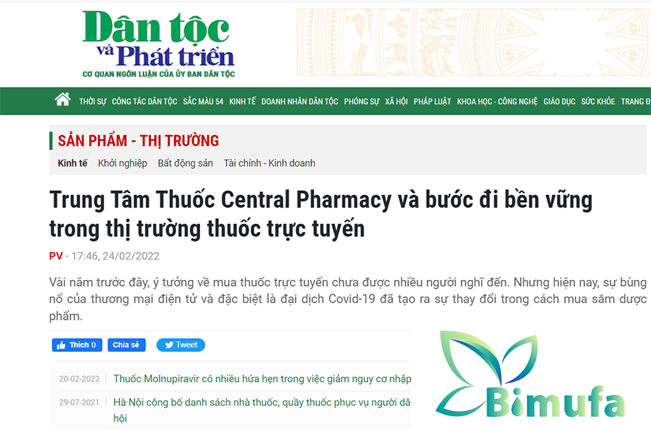 Báo Dân Tộc: Trung Tâm Thuốc Central Pharmacy và bước đi bền vững trong thị trường thuốc trực tuyến
