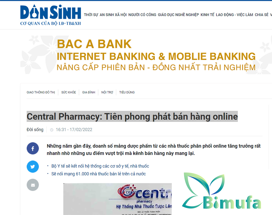 Báo Dân Sinh: Central Pharmacy: Tiên phong phát bán hàng online