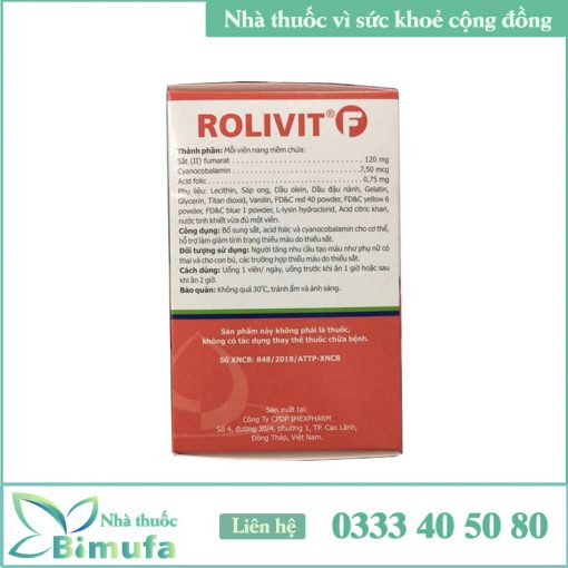 Hình ảnh mặt bên của hộp thuốc Rolivit