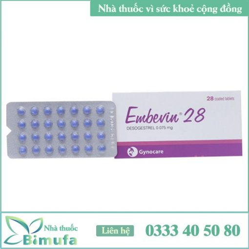 Hộp và vỉ thuốc tránh thai hằng ngày Embevin-28