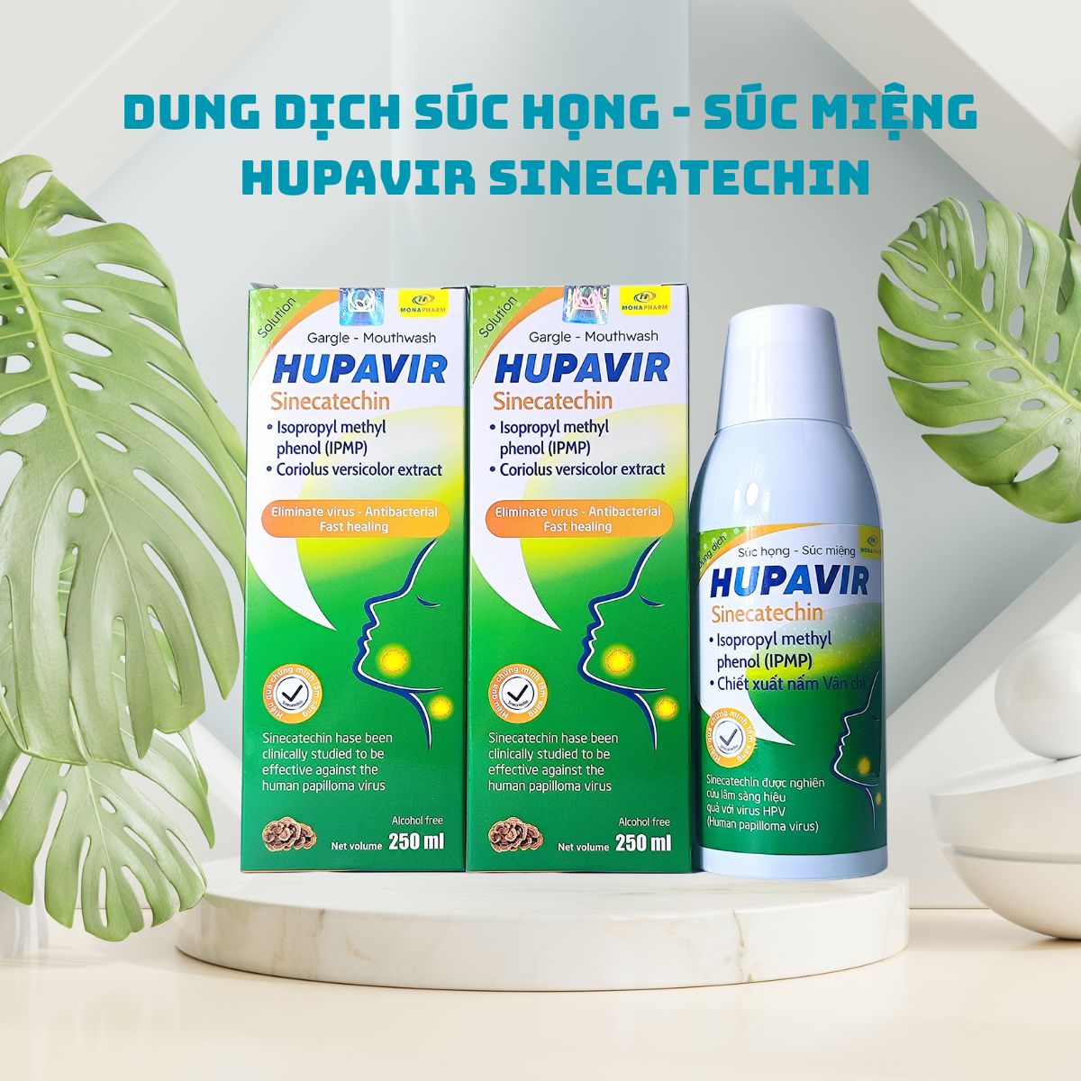 Dung dịch Súc họng - Súc miệng Hupavir Sinecatechin