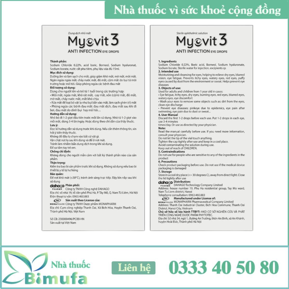 Hướng dẫn sử dụng Myovit 3