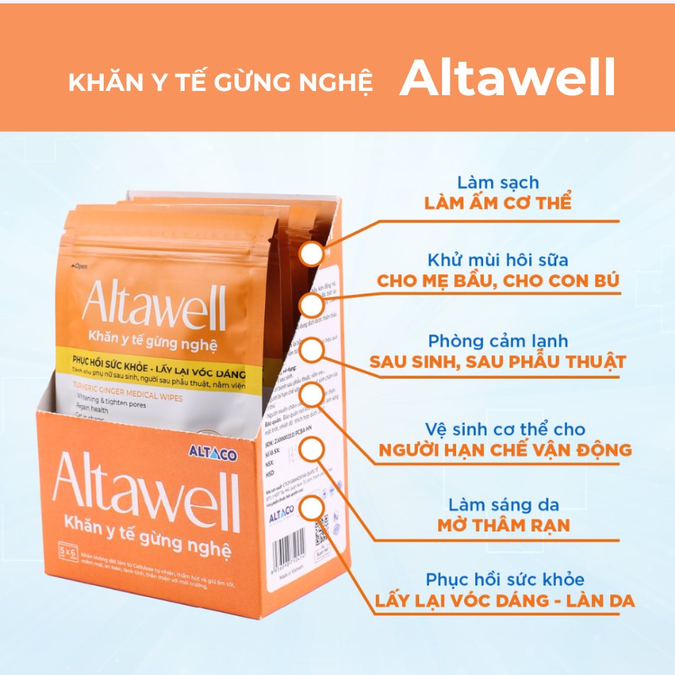 Khăn y tế gừng nghệ Altawell