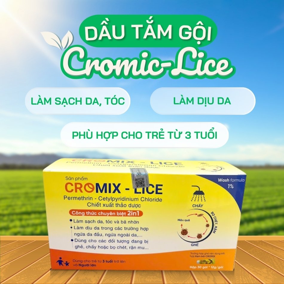 Dầu tắm gội Cromix-Lice - Làm sạch, dưỡng da và giảm ngứa ngoài da