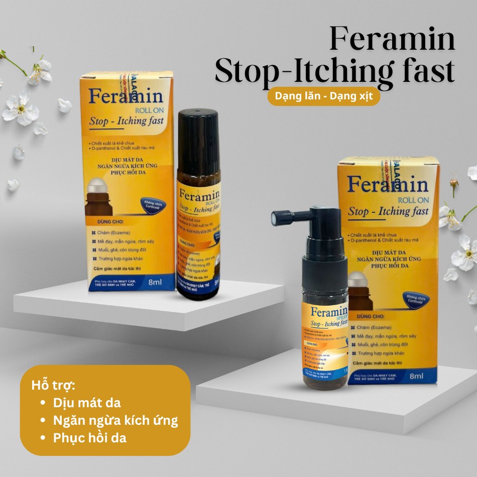 Feramin Stop-Itching fast hỗ trợ ngừa kích ứng, làm dịu mát và phục hồi da